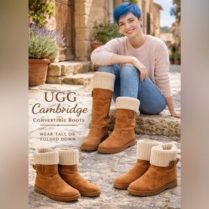 UGG Cambridge Chestnut Convertible Sock Boots Slouch Suede Fold Over Women’s 7